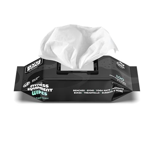 GymSoap Gym & Yoga Mat Cleaner Wipes, Plant Based - 100 Gym Equipment Wipes to Clean Exercise Equipment, Treadmill, Peloton Bikes - Gym Supplies, Cleaning Wipes for Home & Gym - Spa Fresh Scent