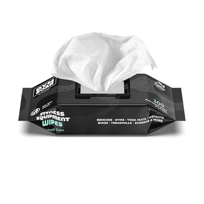 GymSoap Gym & Yoga Mat Cleaner Wipes, Plant Based - 100 Gym Equipment Wipes to Clean Exercise Equipment, Treadmill, Peloton Bikes - Gym Supplies, Cleaning Wipes for Home & Gym - Spa Fresh Scent