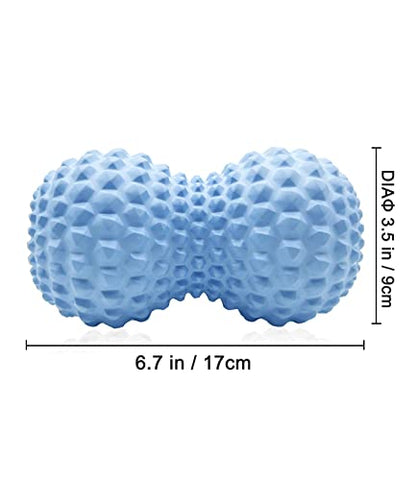 KITWILD Peanut Massage Ball, Double Lacrosse Massage Roller Ball for Deep Tissue Muscle Massage, Physical Therapy, Myofascial Release, Muscle Knots, and Yoga Therapy - color: Blue