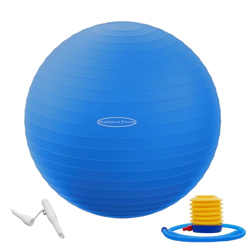 Fitvids Anti-Burst and Slip Resistant Exercise Ball Yoga Ball Fitness Ball Birthing Ball with Quick Pump - color: Blue, size: M(19-22in/48-55cm)