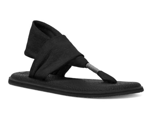 Sanuk Women's Yoga Sling 2 | Yoga Mat Footbed | Sandals for Women | Yoga Sandals For Women| Two-Way Stretch Upper - color: Black, size: 6
