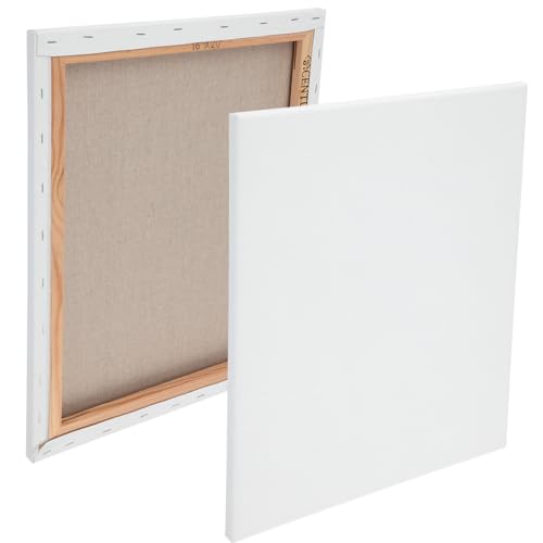 Centurion Deluxe Professional Acrylic Primed Linen Pre-Stretched Canvases, 11oz Linen - 16"x20", Box of 6, 3/4" Deep - Kiln-Dried Stretchers, Back Stapled, Canvas for Painting, Museum Archival Quality