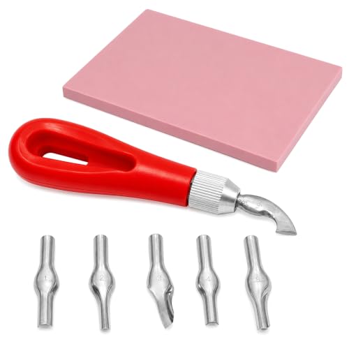 Rubber Block Stamp Carving Block Stamp Making Kit with Cutter Tools, 1 Carving Rubber Stamp for Printmaking, Printing and More - size: 1 Rubber Block + Carving Tool