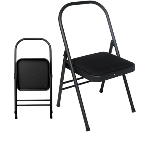 INNOLIFE Black Foldable Backless Yoga Auxiliary Chair for Abs & Core, Flexibility & Strength Training, and Back Pain Relief - color: Black