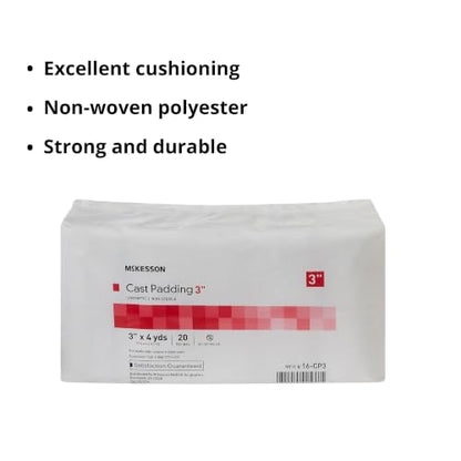 McKesson Cast Padding, Non-Sterile, White, Polyester, 4 yds, 3 in, 20 ct | Cast Padding,White,Polyester,NonSterile,Undercast,3 Inch X 4 Yard - size: 3 Inch X 4 Yard ( 20 ct)