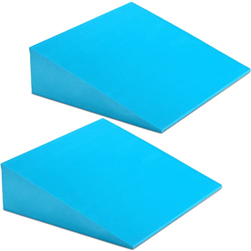 DEAYOU 2 Pack Yoga Foam Wedge, 13" EVA Foam Calf Stretch Slant Board for Lower Leg Strength Improve, Squat Wedge Incline Block for Workout, Exercise, Heel, Foot, Knee Pad, Wrist Back Support (Blue)