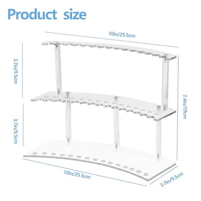 30-Slot Acrylic Pen Holder & 2 Tier Detachable Display Stand for Pens | Makeup Brush Organizer Holder,Pencils & Brushes Display Holder