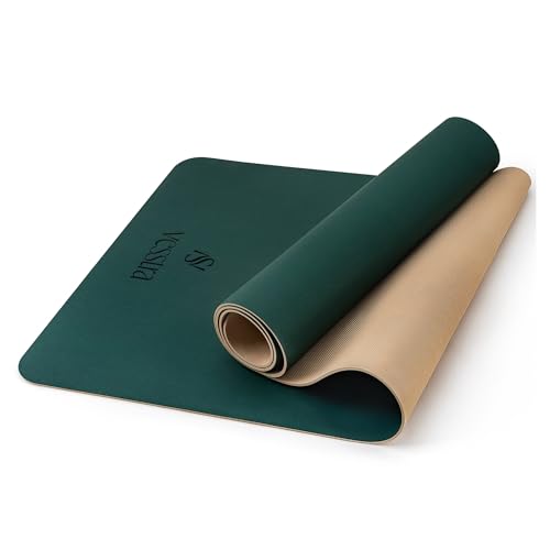 Premium Yoga Mat – Sweat-Activated Non-Slip PU Grip I Natural Rubber Base I 4mm for Yoga, Pilates & Workouts - color: Dark Green