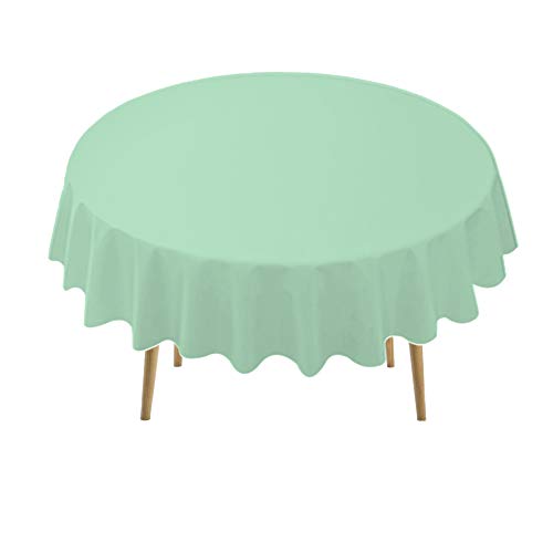 Fresh Mint Plastic Tableloths 2 Pack Mint Green Disposable Table Covers 84 Inch Circle Bridal Shower Party Tablecovers PEVA Table Cloths for BBQ Picnic Birthday Wedding Parties 6 ft Round Table Use - color: B01 Fresh Mint