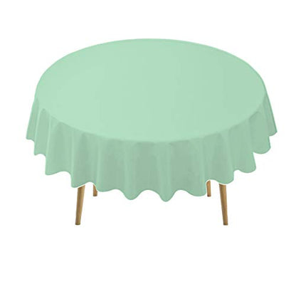 Fresh Mint Plastic Tableloths 2 Pack Mint Green Disposable Table Covers 84 Inch Circle Bridal Shower Party Tablecovers PEVA Table Cloths for BBQ Picnic Birthday Wedding Parties 6 ft Round Table Use - color: B01 Fresh Mint