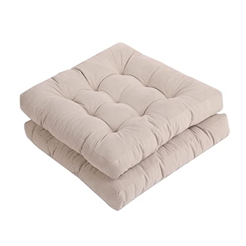 Tiita Indoor/Outdoor Chair Cushions 22" x 22" Seat Pillow Cushion Set of 2 Square Chair Pads for Sitting Patio Garden Floor Throw Pillows, Beige - color: (Square)|beige