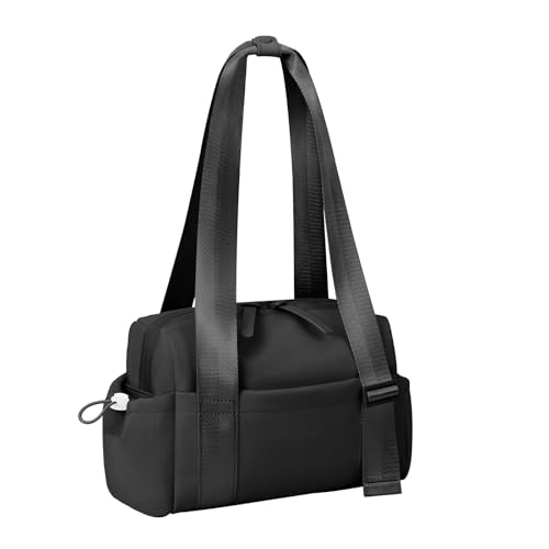 Mini Gym Bag for Women Girls Small Gym Tote Bag with Wet Compartment Waterproof Travel Duffle Bag Cute Workout Sport Bag - color: Black-12in