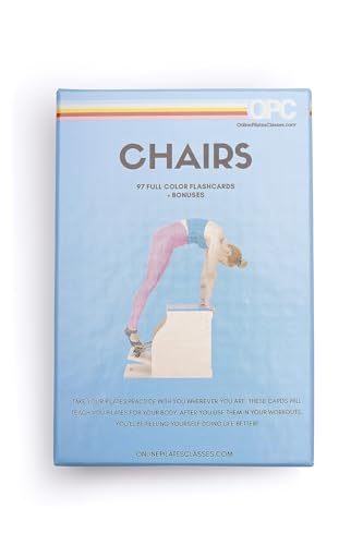 OnlinePilatesClasses Pilates Chair Deck with Video Tutorials, Fitness Flash Cards with 97 All-Levels Cards Set for Home Gym Exercise, Chair Not Included - color: Chair Deck 97 Cards