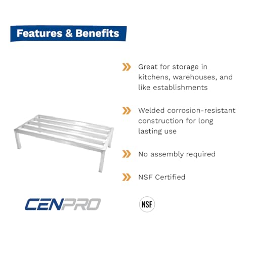 CenPro Commercial NSF Aluminum Dunnage Rack - 1,500 lb. Weight Capacity - 60"x20"x12" (28W-127) - size: 60x20x12"