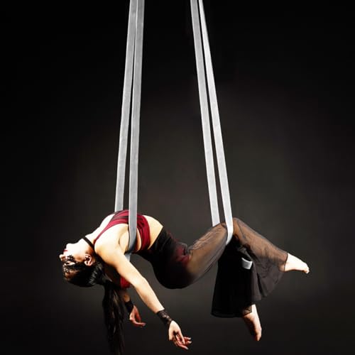 6.6ft 2m Aerial Loops Aerial Straps Ropes Aerial Acrobatics Body Loop Trapeze Circus Apparatuses Equipment Yoga Straps 1 pairs - color: Light Grey