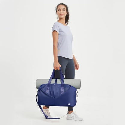 Ceneda 20" Gym Bag for Women with Wet Pocket & Shoe Compartment, Lightweight Duffel Waterproof Carry On Duffle for Travel, Yoga, Overnight (Navy Blue) - color: Navy Blue