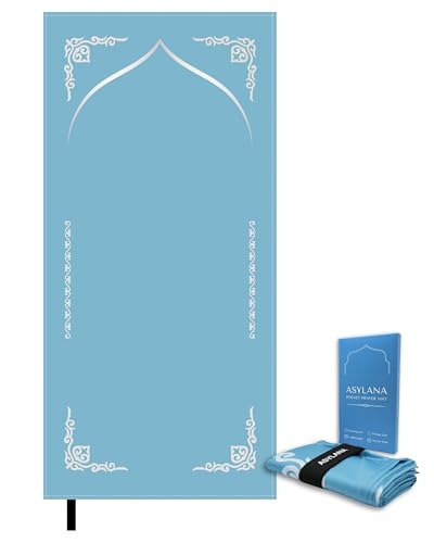 Portable Islamic Pocket Prayer Mat, Waterproof & Lightweight Thin Travel Sajjadah, Foldable Compact Small Muslim Praying Rug with Elastic Band, Essential Salah Gift Accessory - color: Nomad Turquoise