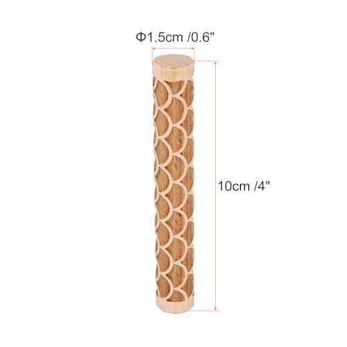 HARFINGTON Wood Clay Roller 4" Fan Pattern Rolling Pins Wood Rollers Pottery Tools Wood Grain Texture Rollers for Clay Baking Dough Playdough DIY - style: Fan