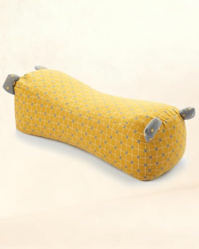 Buckwheat Neck Roll Pillow - Adjustable Cervical Support Bolster for Neck Pain Relief,16.5"x6.3" Cylinder Pillows with Hulls Filling, Firm Travel Pillow for Sleeping Lumbar Support,Yellow - color: Yellow