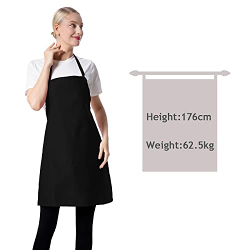 15 PCS Black Bulk Aprons for Women Men Unisex Adult with 2 Pockets, Chef Kitchen Server Grill Restaurant Cooking Baking Painting Bib Apron (Black-24 x28) - color: Black