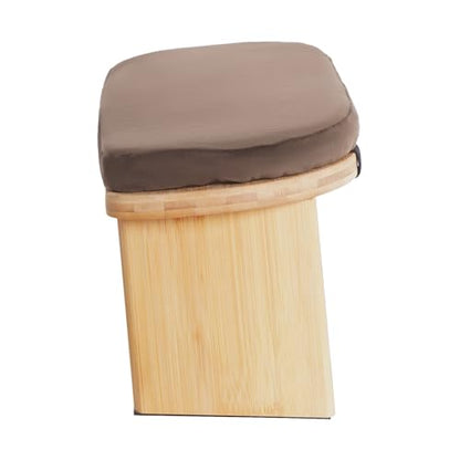 Meditation Bench, Folding Yoga Kneeling Stool, Portable Bamboo Prayer Cushion, Japanese Floor Chair (Brown) - color: Brown