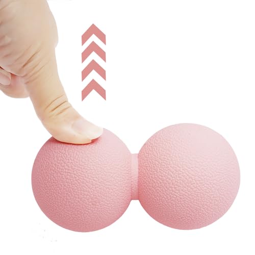 더블 라크로스 및 미세 탄성 땅콩 마사지 볼 - 근육, 등, 발 및 물리 치료를 위한 근막 이완 도구, 지압 및 이완을 위한 이동성 롤러 (핑크) - color: 핑크