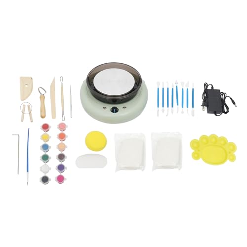 Mini Pottery Wheel Kit, 6" Turntable Two-Way Rotation Clay Wheel, 50W 12V Adjustable Speed Ceramic Wheel Machine, Art Supplies Sculpting Tools, Craft Kits Pottery Wheel for Adult Beginner - color: Green