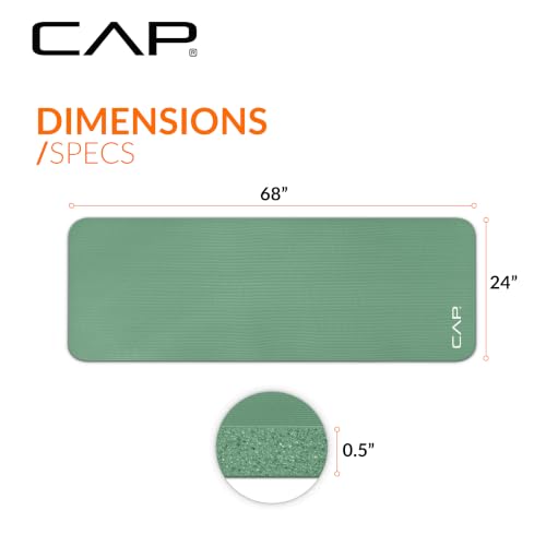 CAP Barbell 1/2-Inch High Density Exercise Yoga Mat with Strap | Multiple Options - color: Green, style: Yoga Mat