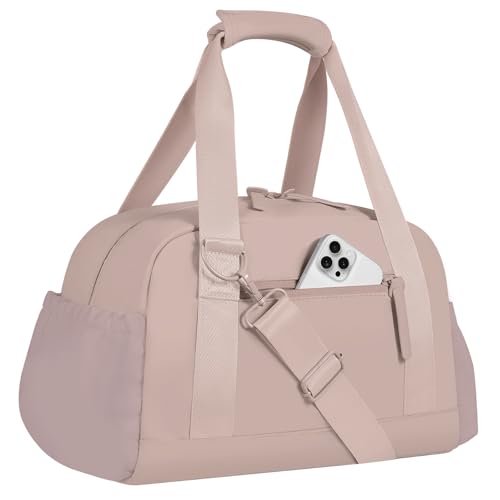 Mini Gym Bag for Women Girls Small Gym Tote Bag with Wet Compartment Waterproof Travel Duffle Bag Cute Workout Sport Bag - color: Rose Pink-14in