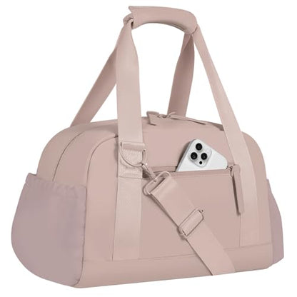 Mini Gym Bag for Women Girls Small Gym Tote Bag with Wet Compartment Waterproof Travel Duffle Bag Cute Workout Sport Bag - color: Rose Pink-14in