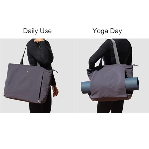 ESVAN Yoga Mat Bag Yoga Tote Carrier Shoulder Bag Carryall Tote for Office,Yoga,Pilates,Travel,Beach and Gym - color: Nylon Dark Gray