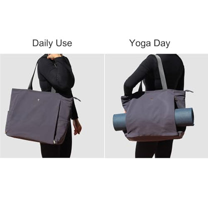 ESVAN Yoga Mat Bag Yoga Tote Carrier Shoulder Bag Carryall Tote for Office,Yoga,Pilates,Travel,Beach and Gym - color: Nylon Dark Gray