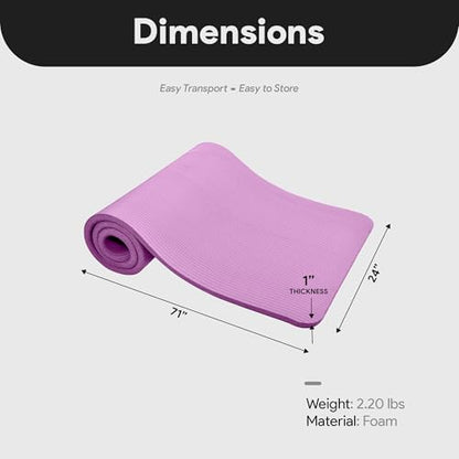 BalanceFrom 1-inch Thick 71x24 Inches Extra Thick Exercise Yoga Mat - color: Taro Purple
