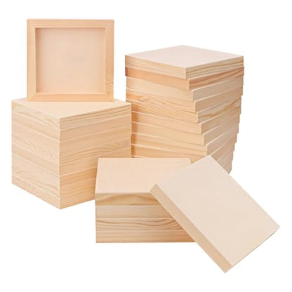 26 Pack Unfinished Wood Canvas Boards for Painting - 6 x 6 Inch Square Wooden Panels and Painting, DIY Handicrafts, Home Decoration（Thickness 0.98 inch）