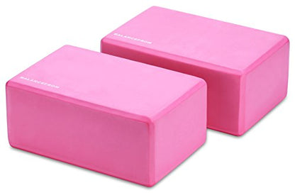 Fitvids Set of 2 High Density Yoga Blocks, 9"x6"x4" Each - color: Pink