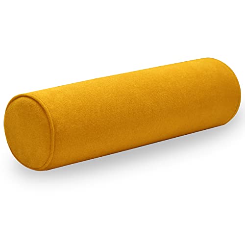 Cylinder Round Memory Foam Support Pillows Cervical Neck Roll Pillow with Pillowcase Soft, Comfortable and Breathable for Sleeping, Chair, Car, Sofa，Travel Yellow- 24X6 - color: Yellow, size: 24x6