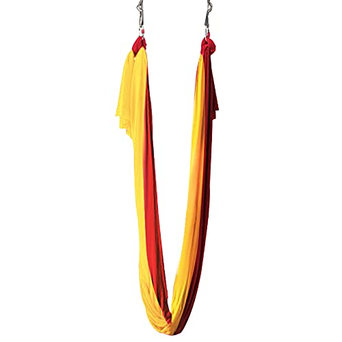 Aerial Yoga Hammock L:5M W:2.8M 5.5 Yards Aerial Pilates Silk Yoga Swing Set with 2000 Ibs Load Include Daisy Chain, Pose Guide - color: Gradual Change Red