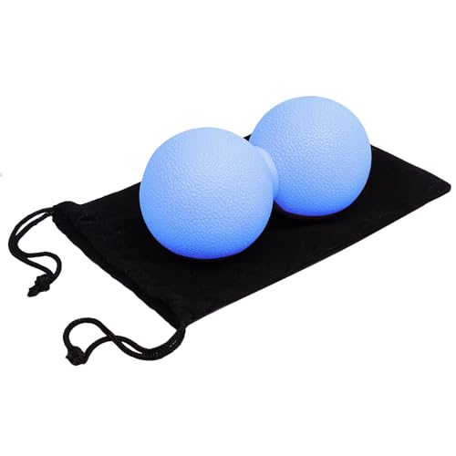 Double Lacrosse & Micro-Elastic Peanut Massage Ball - Myofascial Release Tool for Muscle, Back, Foot, and Physical Therapy, Mobility Roller for Acupressure and Relaxation (Blue) - color: Blue