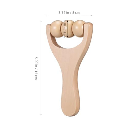 Wooden Massage Roller Tool Set for Full Body Relief Neck Shoulder Foot Leg Muscle Acupoint Therapy 2Pcs Compact Size 5.85 Inch Each