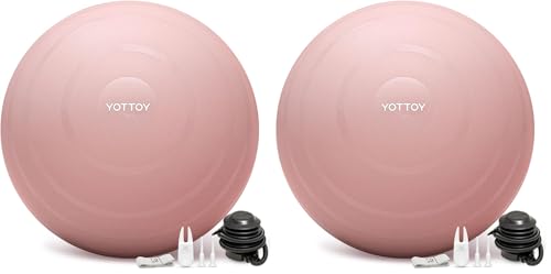 YOTTOY Anti-Burst Exercise Ball for Working Out, Yoga & Pregnancy, Extra Thick Workout Ball for Physical Therapy & Fitness - color: pink, size: 26IN/58-65cm (Pack of 2)