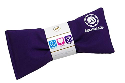 Lavender Eye Pillows - Yoga Eye Pillows Namaste Hot Cold Aromatherapy for Stress, Meditation, Spa, Relaxation Gifts - Made in USA by Happy Wraps - Set of 4 - Purple Cotton