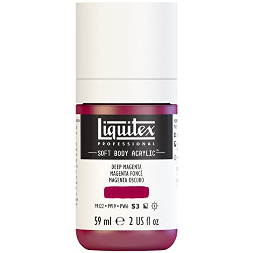 Liquitex Soft Body Acrylic Paint, 2-oz Bottle, Deep Magenta | Low Viscosity, Highly Pigmented, Satin Finish, Retains Subtle Brush Strokes, Great Surface Coverage, Highly Versatile - color: Deep Magenta, style: 2-oz Bottle