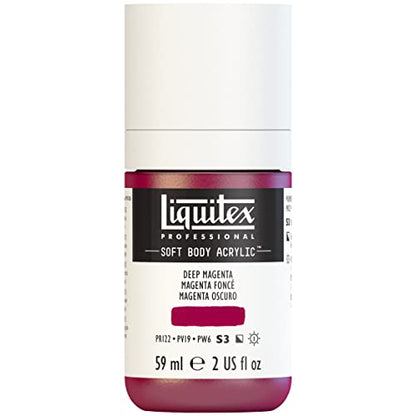 Liquitex Soft Body Acrylic Paint, 2-oz Bottle, Deep Magenta | Low Viscosity, Highly Pigmented, Satin Finish, Retains Subtle Brush Strokes, Great Surface Coverage, Highly Versatile - color: Deep Magenta, style: 2-oz Bottle