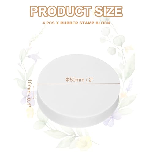 PATIKIL 4Pcs 2" Rubber Carving Blocks, Soft Linoleum Art Carving Block Round Crafts Stamp Making for Printmaking Stamps Carving Supplies, White - color: White