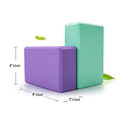 Set of 2 Yoga Blocks EVA Foam Exercise Bricks Provides Stability Balance and Support Improve Strength - 9 x 6x 3 inches - color: Yellow
