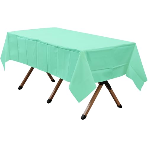 2 Pack Fresh Mint Premium Plastic Tablecloth Rectangle 54 x 108 Inches Reusable Mint Green Decorative Table Cover for Dining, Wedding, Party, Indoor and Outdoor use - color: B01 Fresh Mint, size: Rectangle 54"x108"