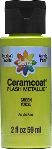 Delta Creative Ceramcoat Acrylic Paint, 2 oz, Flash Metallic Green - color: Flash Metallic Green