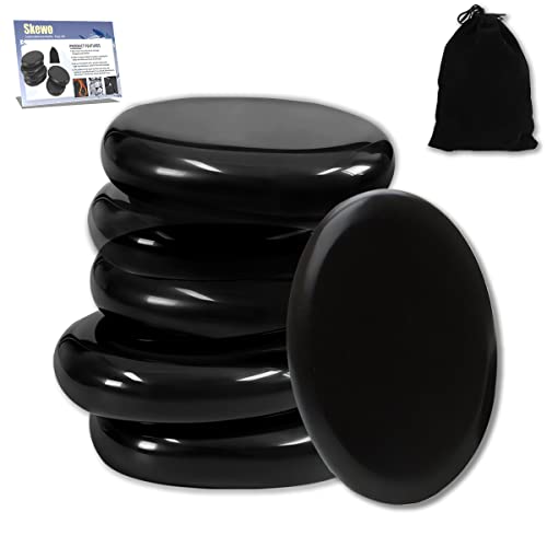 Hot Stones for Massage, 6 Pcs Basalt Massage Hot, Stones Tools for Home Spa, for Muscle Relaxation in The Back, Shoulders, Neck, Legs, Other Joints