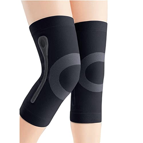JUMISEE (One Pair Cotton Knee Sleeves for Knee Support, Circulation Improvement & Pain Relief Compression Knee Brace - color: X Black With Silicone Gel Spring Support, size: Medium