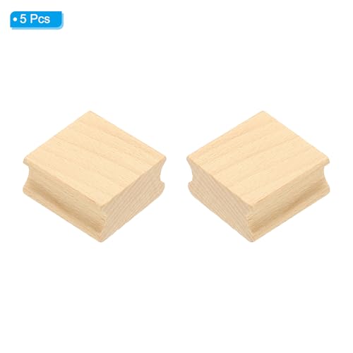PATIKIL 40x40mm Blank Wood Rubber Stamp Mounts, 5Pcs Wooden Rubber Stamp Handle Hard Wooden Blocks for Making DIY Crafting, Brown - size: 40x40mm